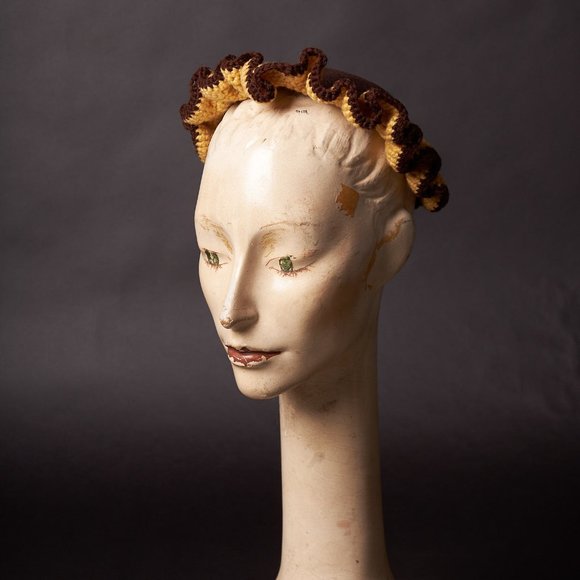 1940s Brown Felt and Knit Hat main image 6